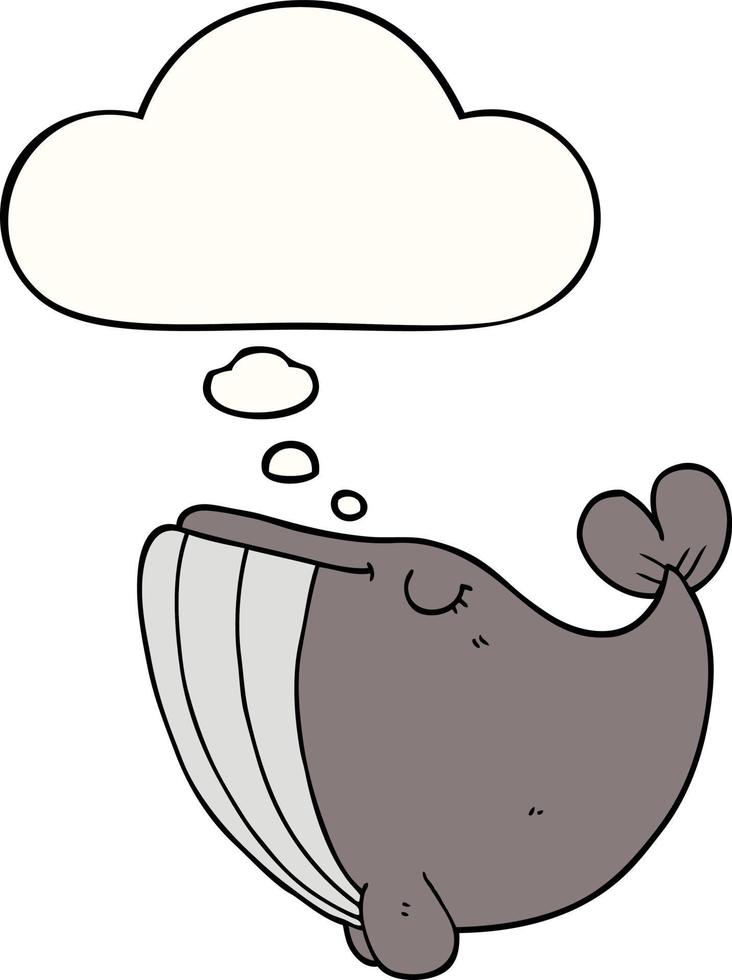baleia de desenho animado e balão de pensamento vetor