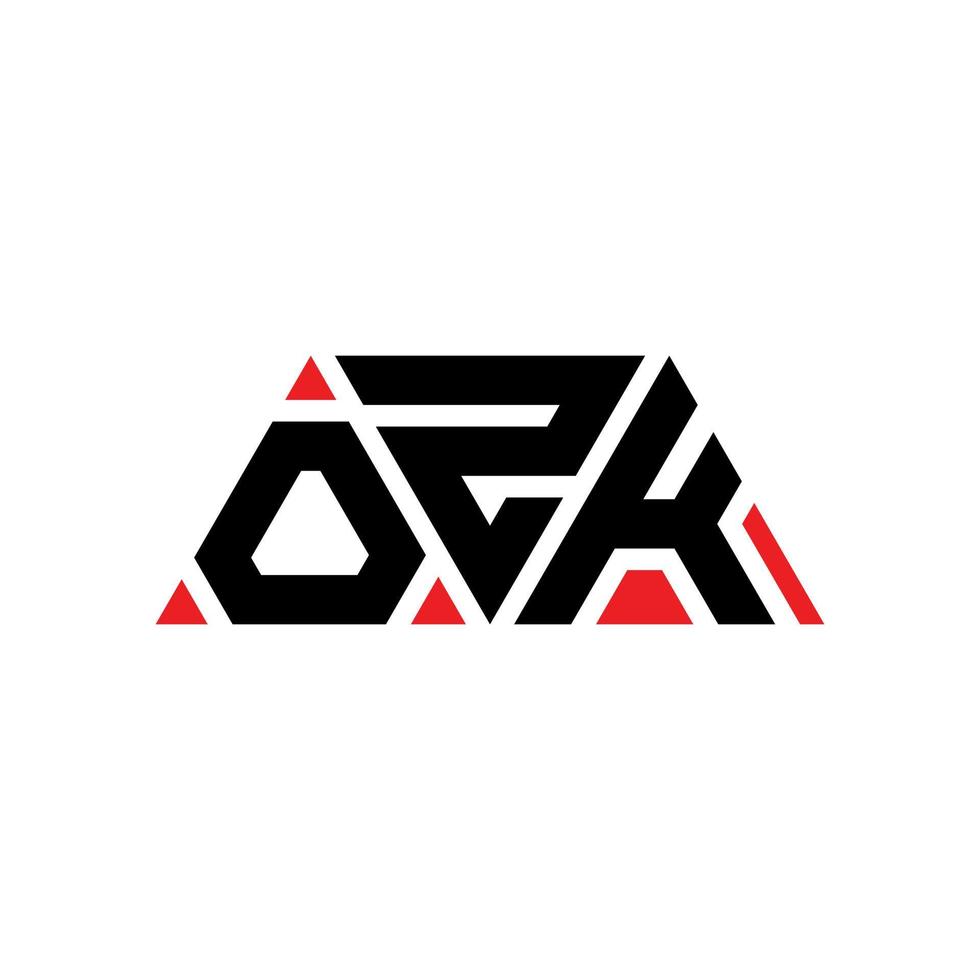design de logotipo de letra triângulo ozk com forma de triângulo. monograma de design de logotipo de triângulo ozk. modelo de logotipo de vetor ozk triângulo com cor vermelha. logotipo triangular ozk logotipo simples, elegante e luxuoso. ozk