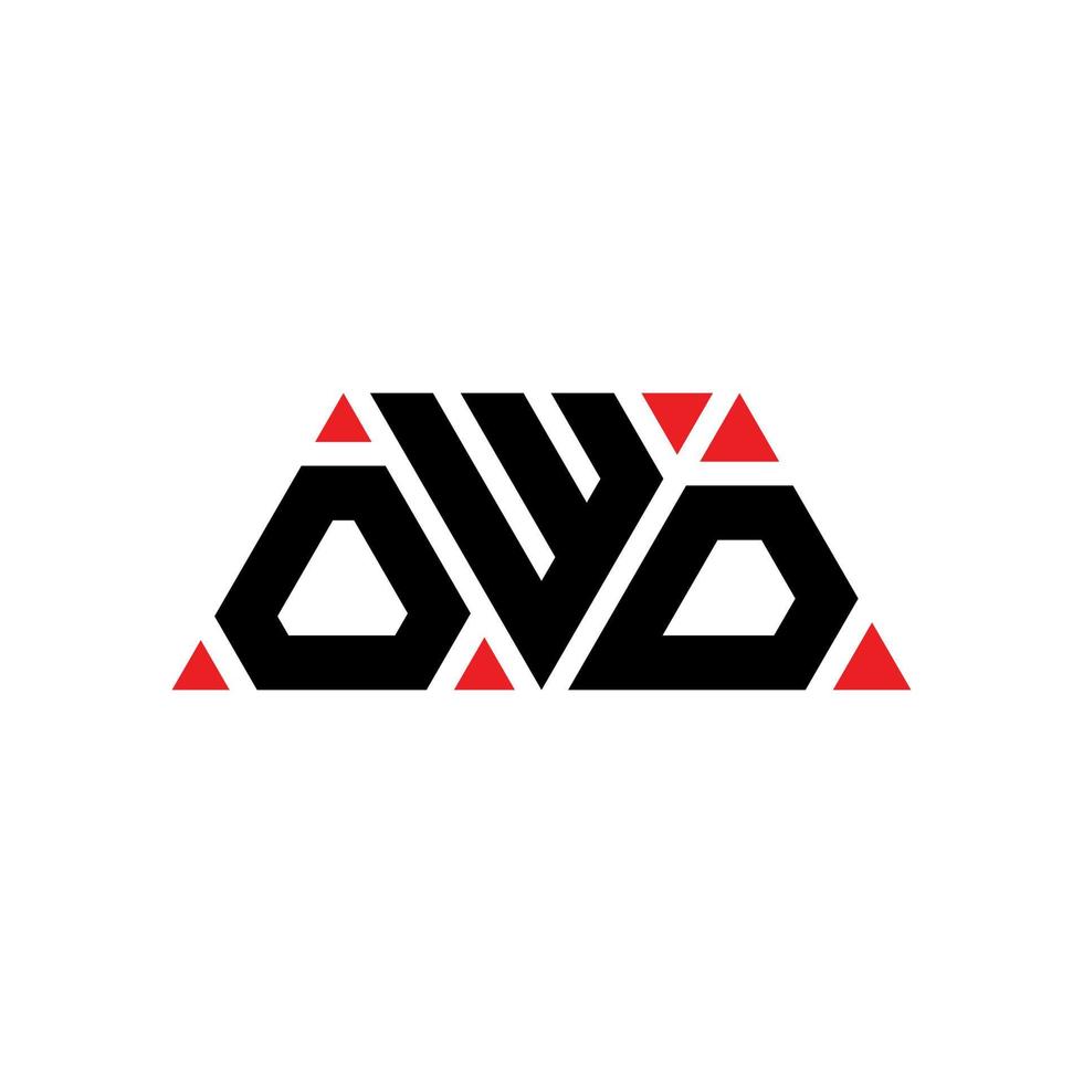 design de logotipo de letra triângulo owd com forma de triângulo. monograma de design de logotipo de triângulo owd. modelo de logotipo de vetor triângulo owd com cor vermelha. logotipo triangular owd logotipo simples, elegante e luxuoso. dívida