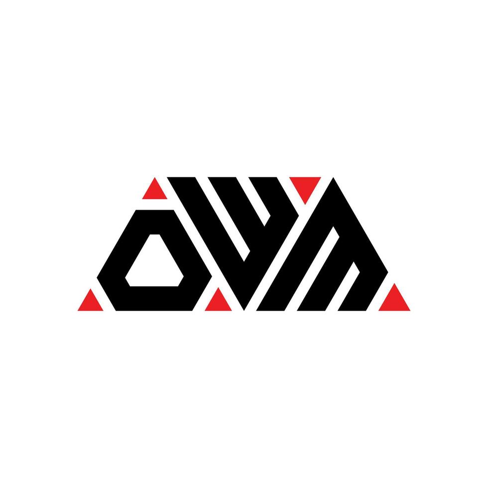 design de logotipo de letra triângulo owm com forma de triângulo. monograma de design de logotipo de triângulo owm. modelo de logotipo de vetor triângulo owm com cor vermelha. logotipo triangular owm logotipo simples, elegante e luxuoso. ai