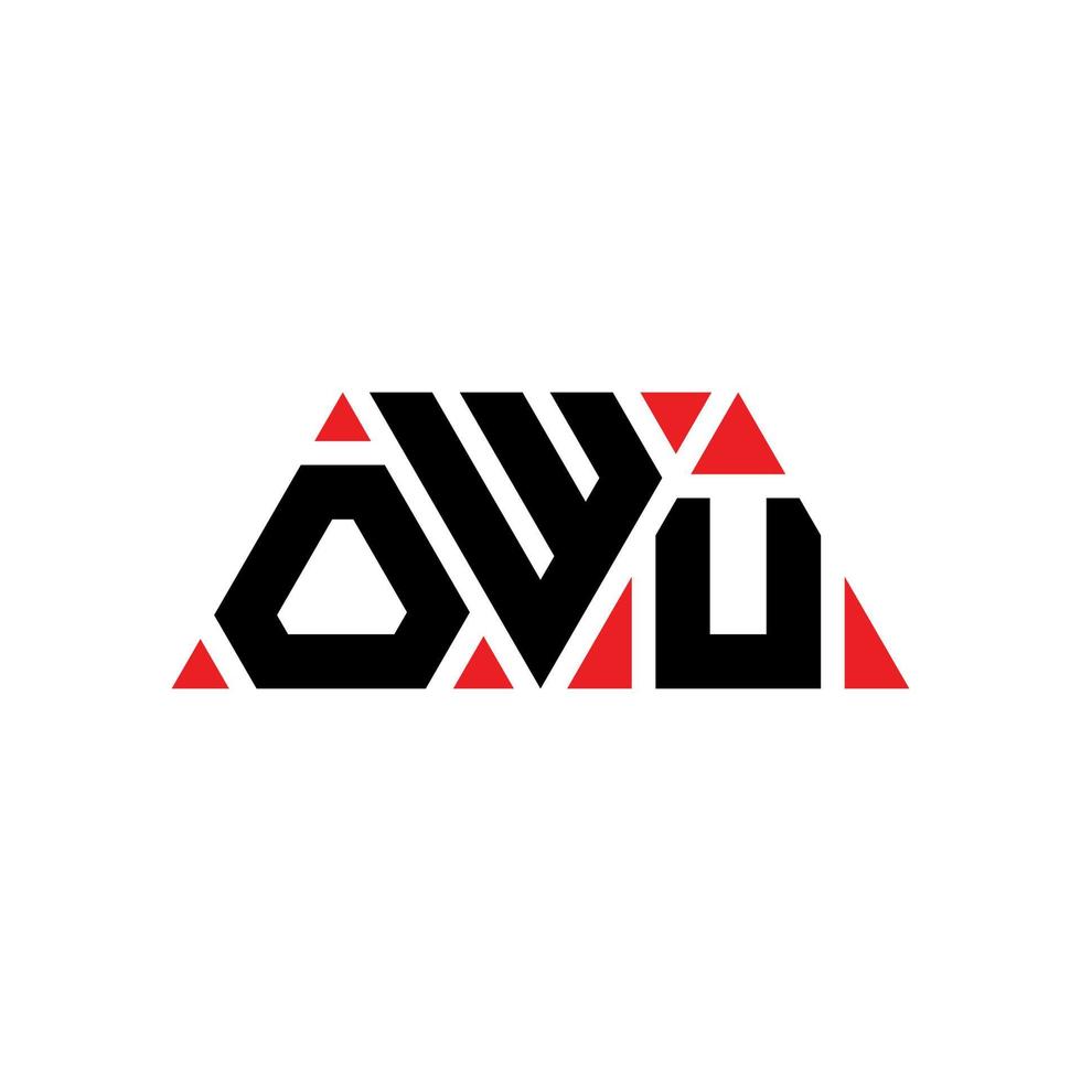 owu design de logotipo de carta triângulo com forma de triângulo. monograma de design de logotipo de triângulo owu. modelo de logotipo de vetor owu triângulo com cor vermelha. owu logotipo triangular simples, elegante e luxuoso. owu