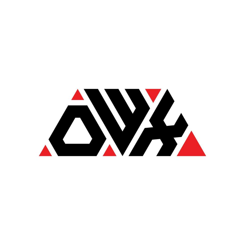 design de logotipo de letra triângulo owx com forma de triângulo. monograma de design de logotipo de triângulo owx. modelo de logotipo de vetor de triângulo owx com cor vermelha. logotipo triangular owx logotipo simples, elegante e luxuoso. owx
