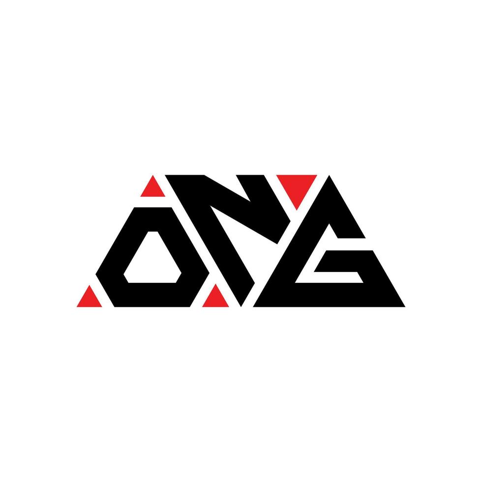 ong design de logotipo de letra triângulo com forma de triângulo. ong monograma de design de logotipo de triângulo. modelo de logotipo de vetor triângulo ong com cor vermelha. um logotipo triangular simples, elegante e luxuoso. ong