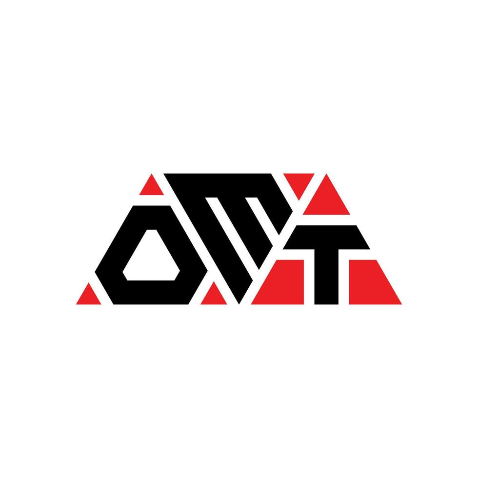 design de logotipo de letra de triângulo omt com forma de triângulo. monograma de design de logotipo de triângulo omt. modelo de logotipo de vetor de triângulo omt com cor vermelha. logotipo triangular omt logotipo simples, elegante e luxuoso. omt