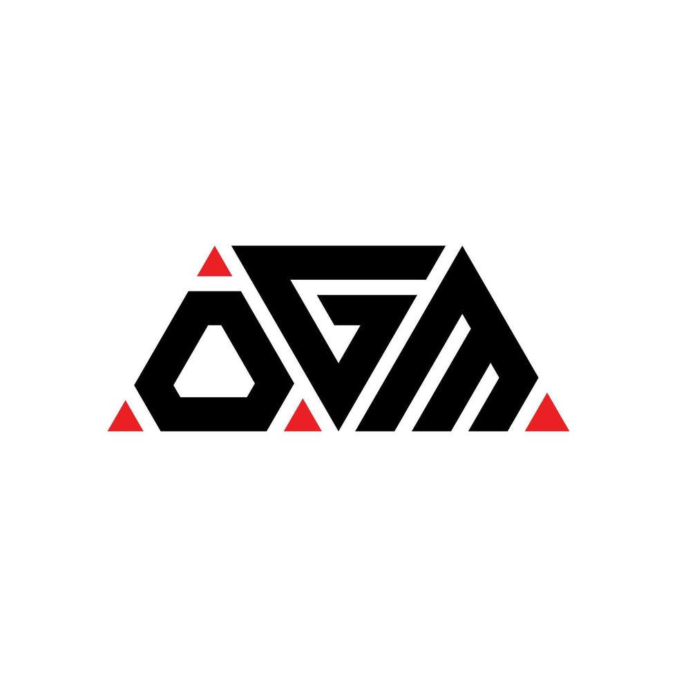 design de logotipo de letra triângulo ogm com forma de triângulo. monograma de design de logotipo de triângulo ogm. modelo de logotipo de vetor ogm triângulo com cor vermelha. logotipo triangular ogm logotipo simples, elegante e luxuoso. ogm