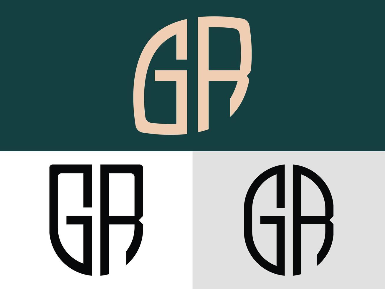 letras iniciais criativas gr pacote de designs de logotipo. vetor