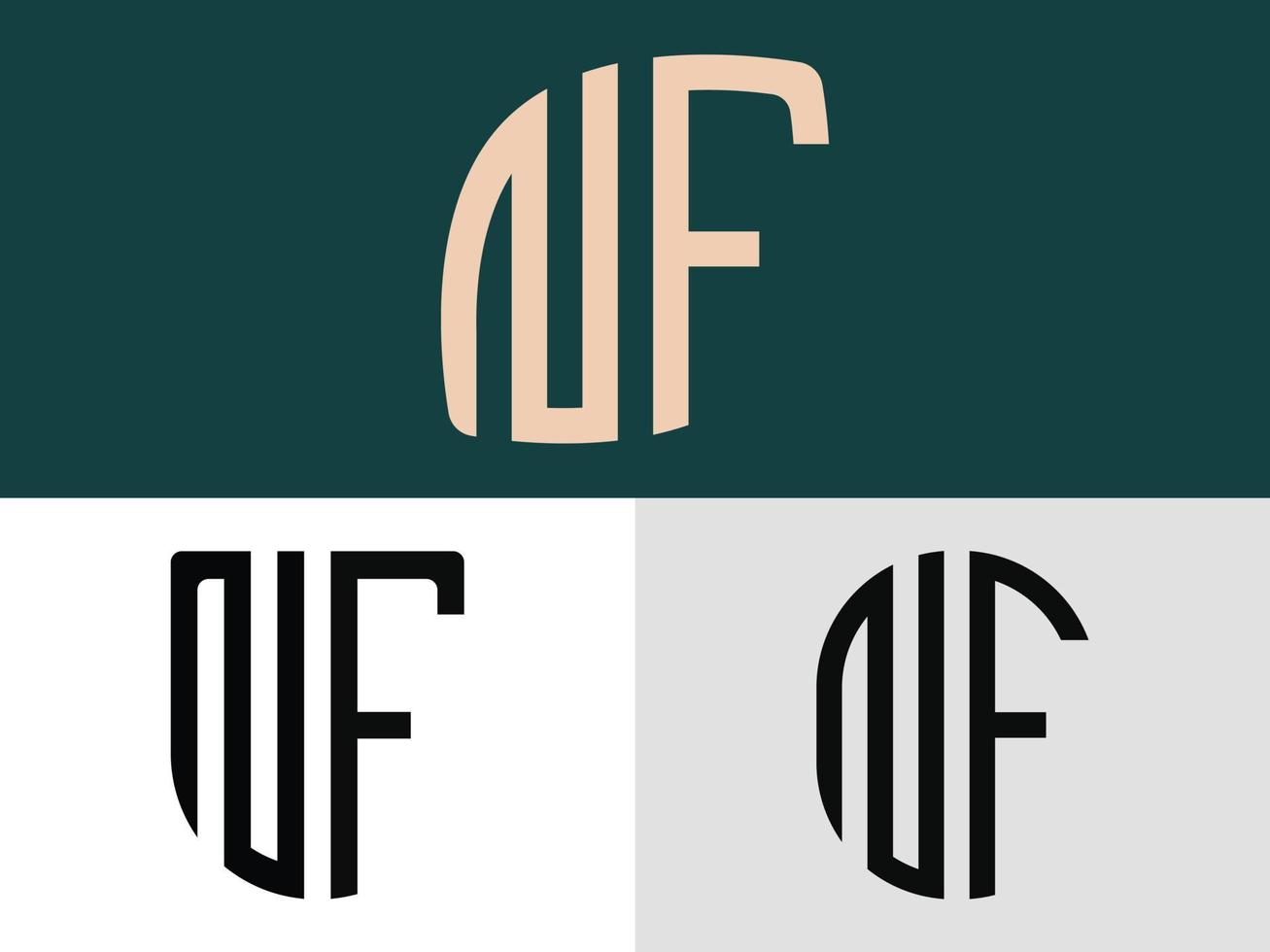 pacote de designs de logotipo nf de letras iniciais criativas. vetor