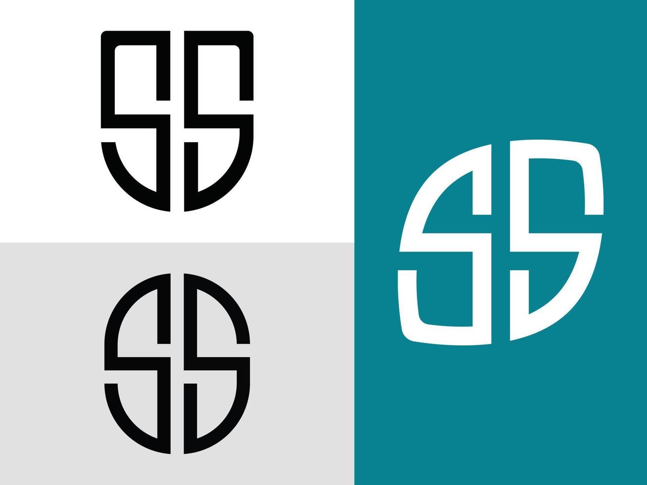 pacote de designs de logotipo ss de letras iniciais criativas. vetor
