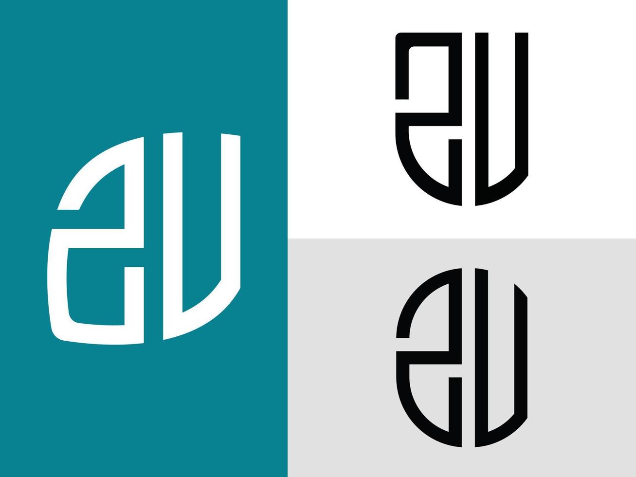 pacote de designs de logotipo zv de letras iniciais criativas. vetor