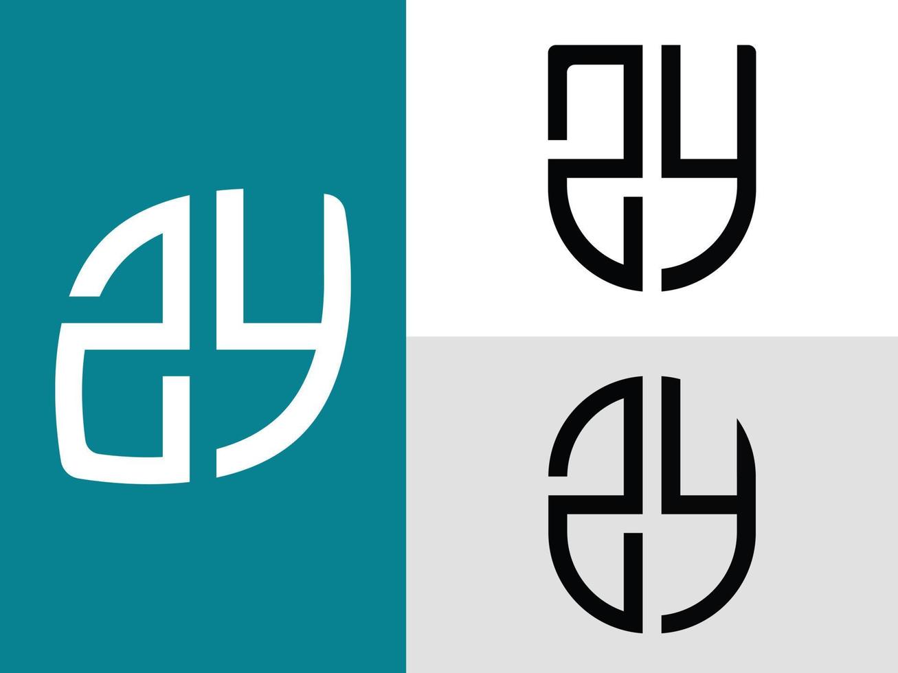 pacote de designs de logotipo zy de letras iniciais criativas. vetor