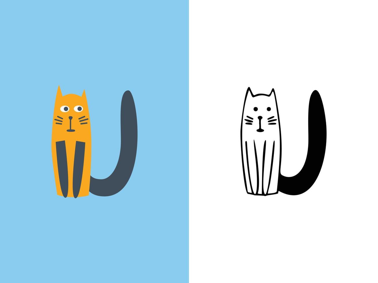 desenhos de logotipo de letra u de gatos fofos. vetor