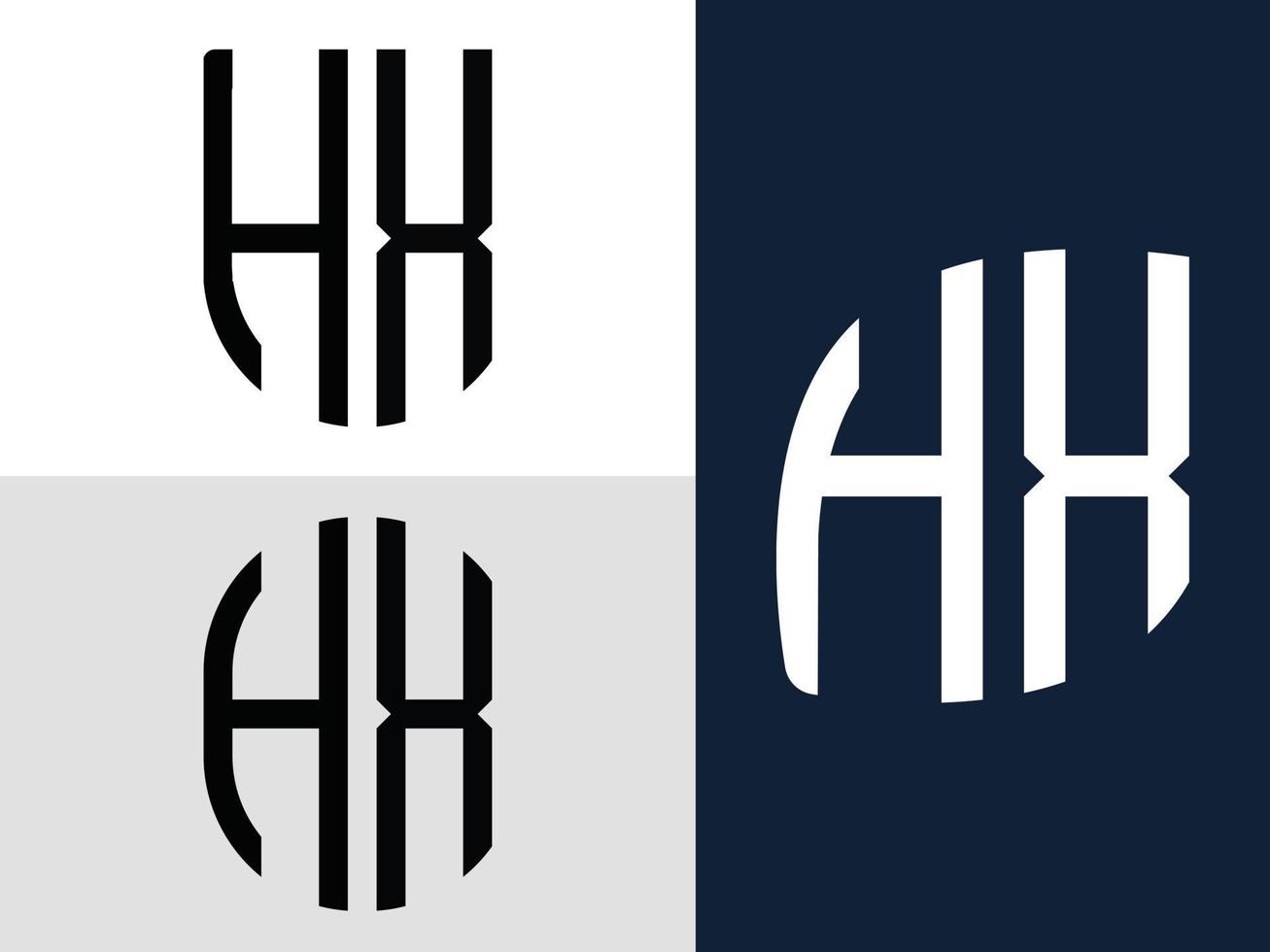 pacote de designs de logotipo hx de letras iniciais criativas. vetor