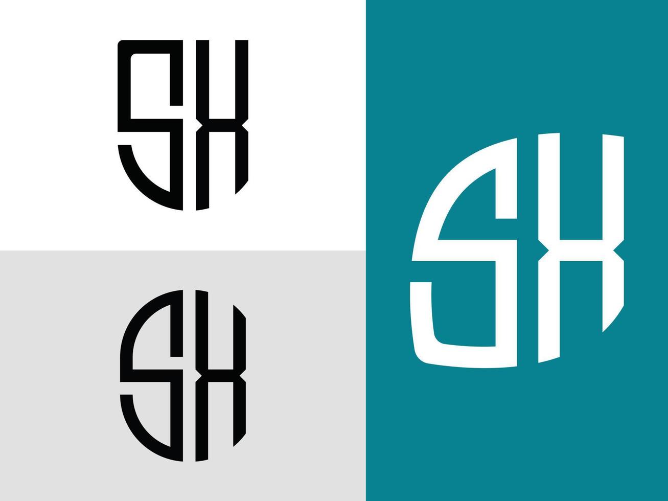 pacote de designs de logotipo sx de letras iniciais criativas. vetor