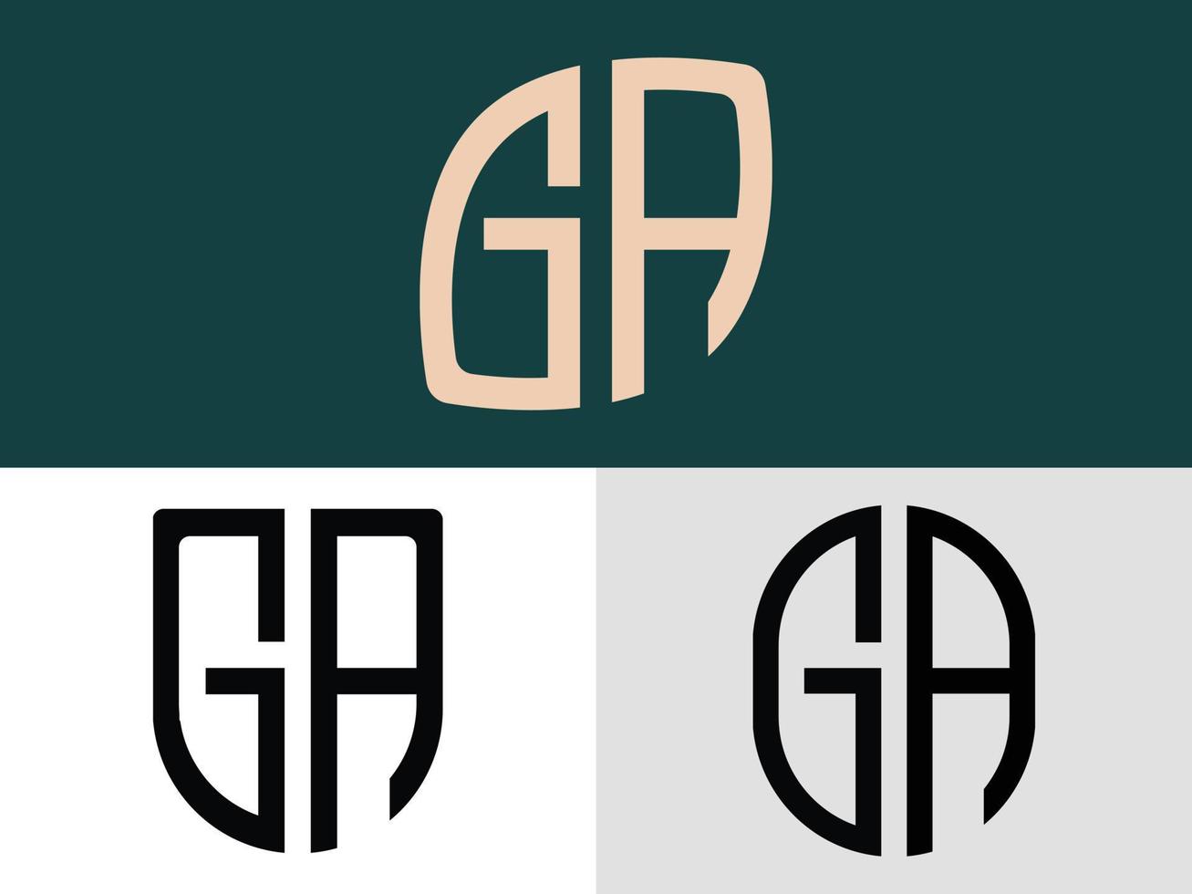 letras iniciais criativas ga pacote de designs de logotipo. vetor