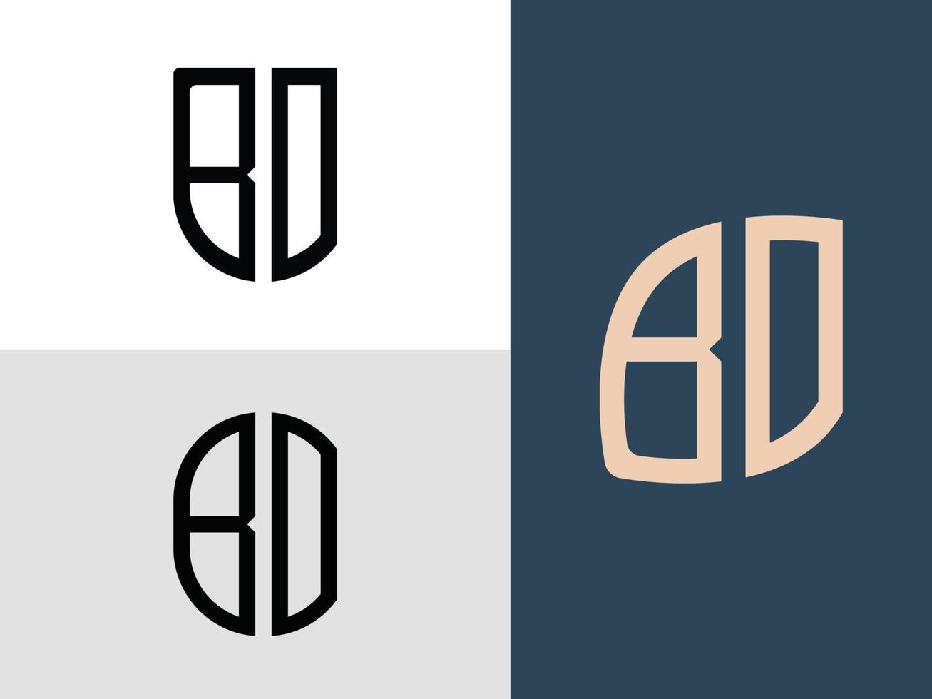 letras iniciais criativas bo pacote de designs de logotipo. vetor