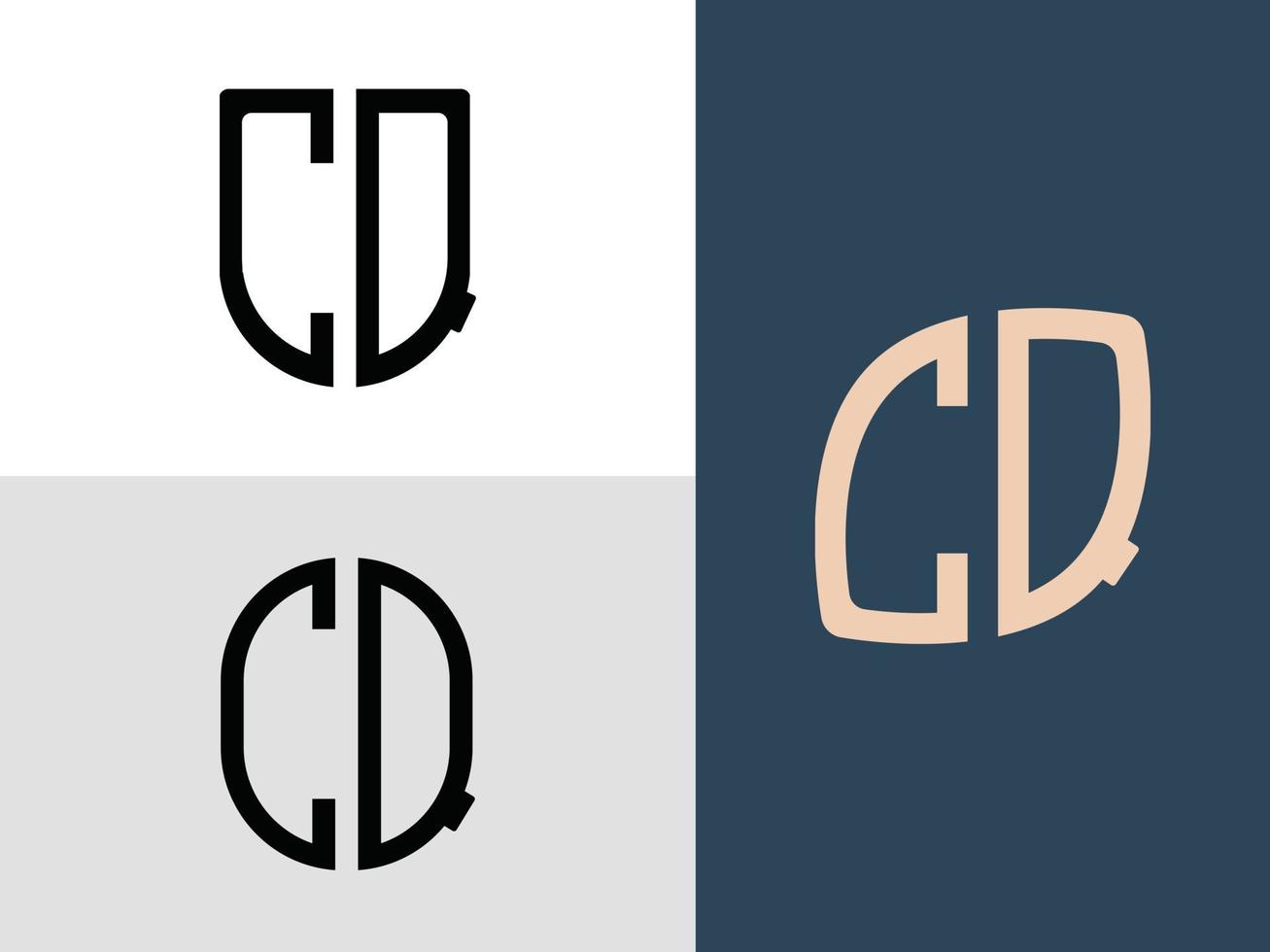 pacote de designs de logotipo cq de letras iniciais criativas. vetor
