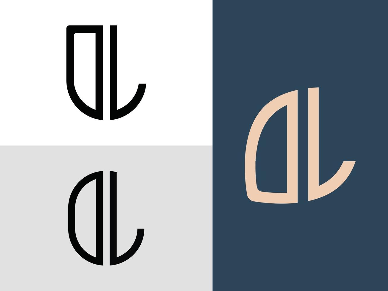 pacote de designs de logotipo de letras iniciais criativas dl. vetor