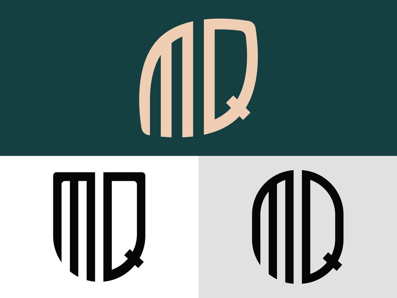 pacote de designs de logotipo mq de letras iniciais criativas. vetor