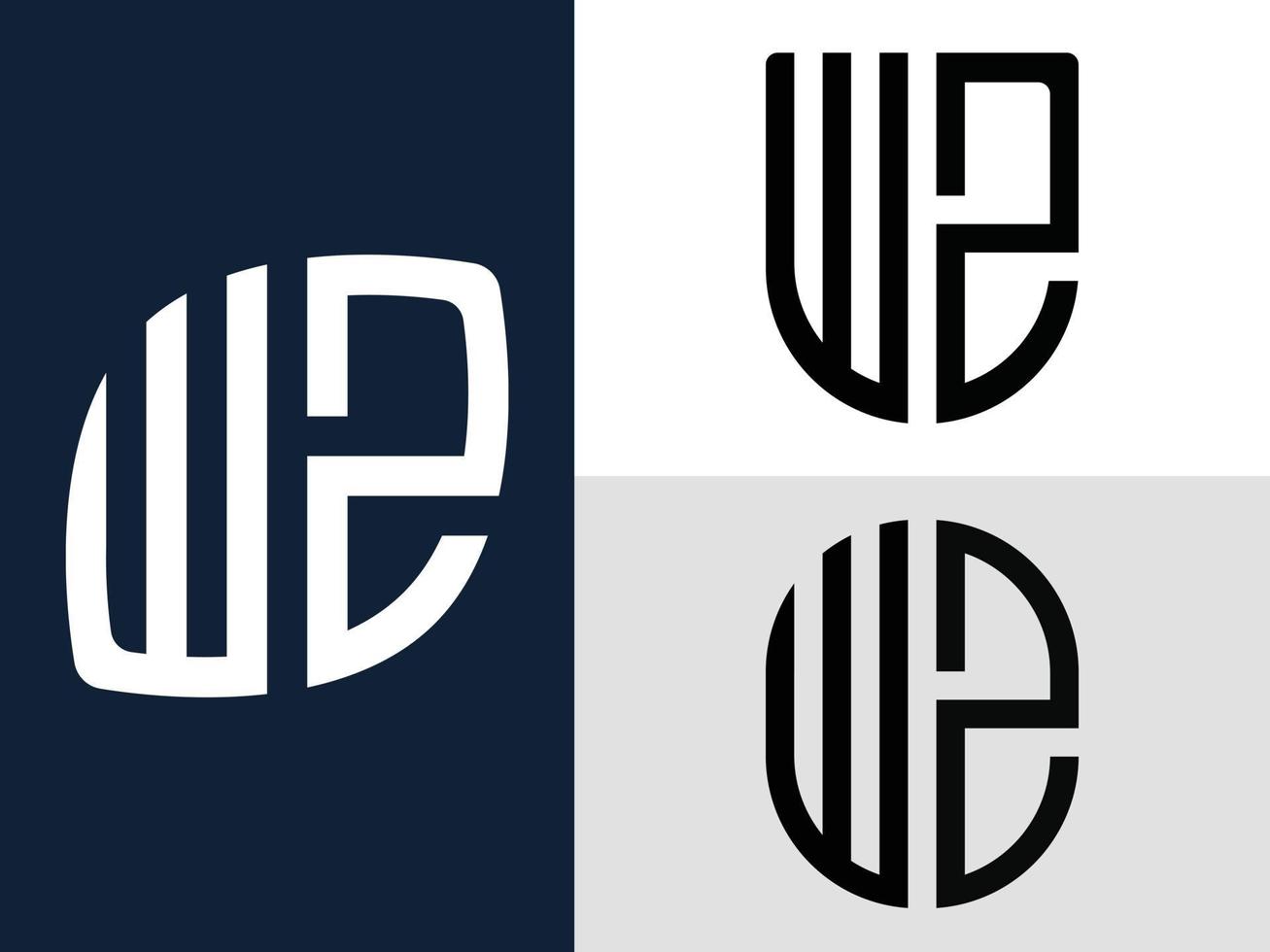 pacote de designs de logotipo de letras iniciais criativas wz. vetor
