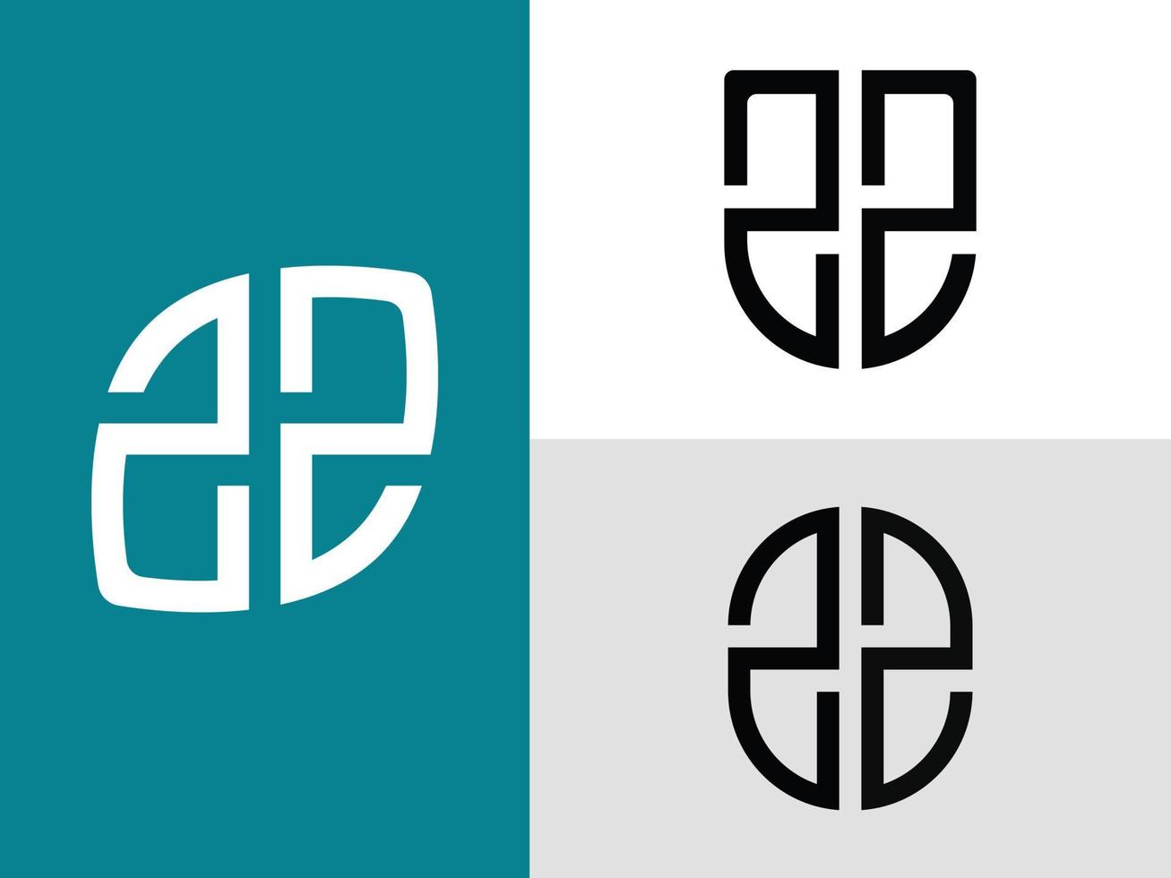 pacote de designs de logotipo zz de letras iniciais criativas. vetor