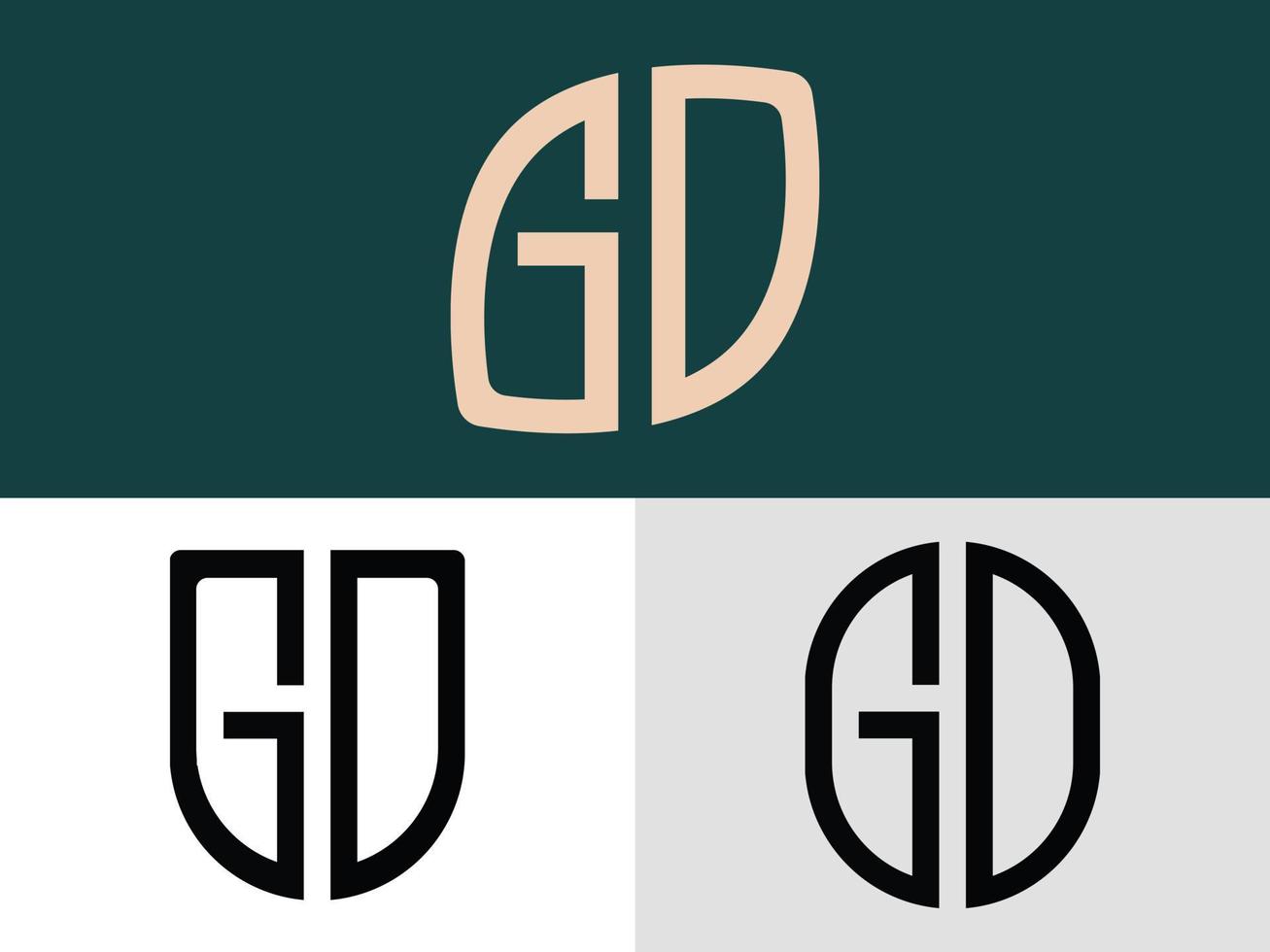 pacote de designs de logotipo gd de letras iniciais criativas. vetor