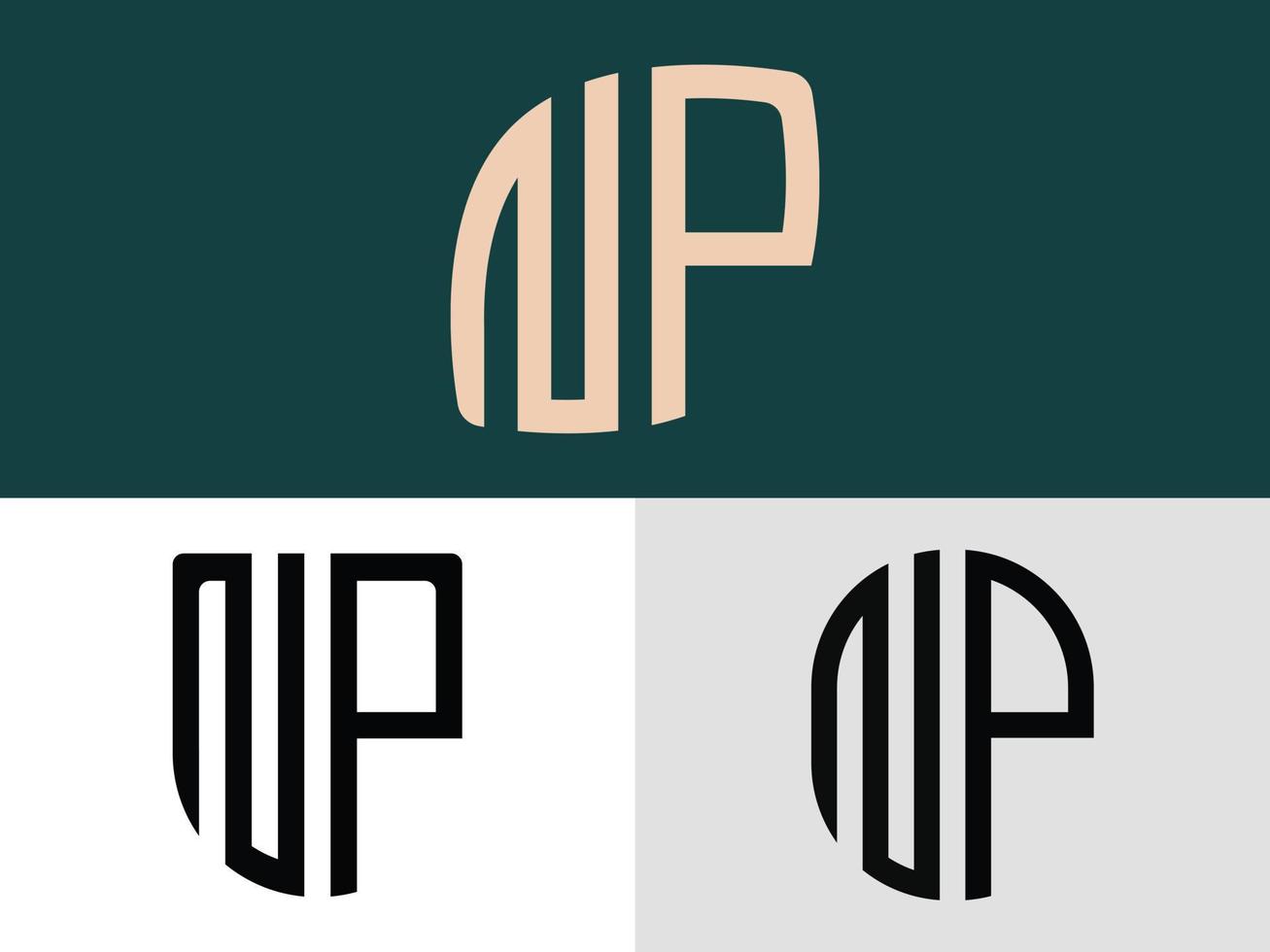 pacote de designs de logotipo np de letras iniciais criativas. vetor