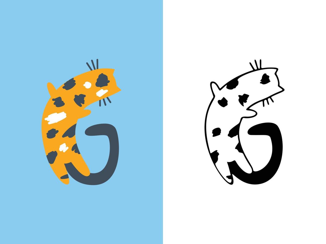 desenhos de logotipo de letra g de gatos fofos. vetor