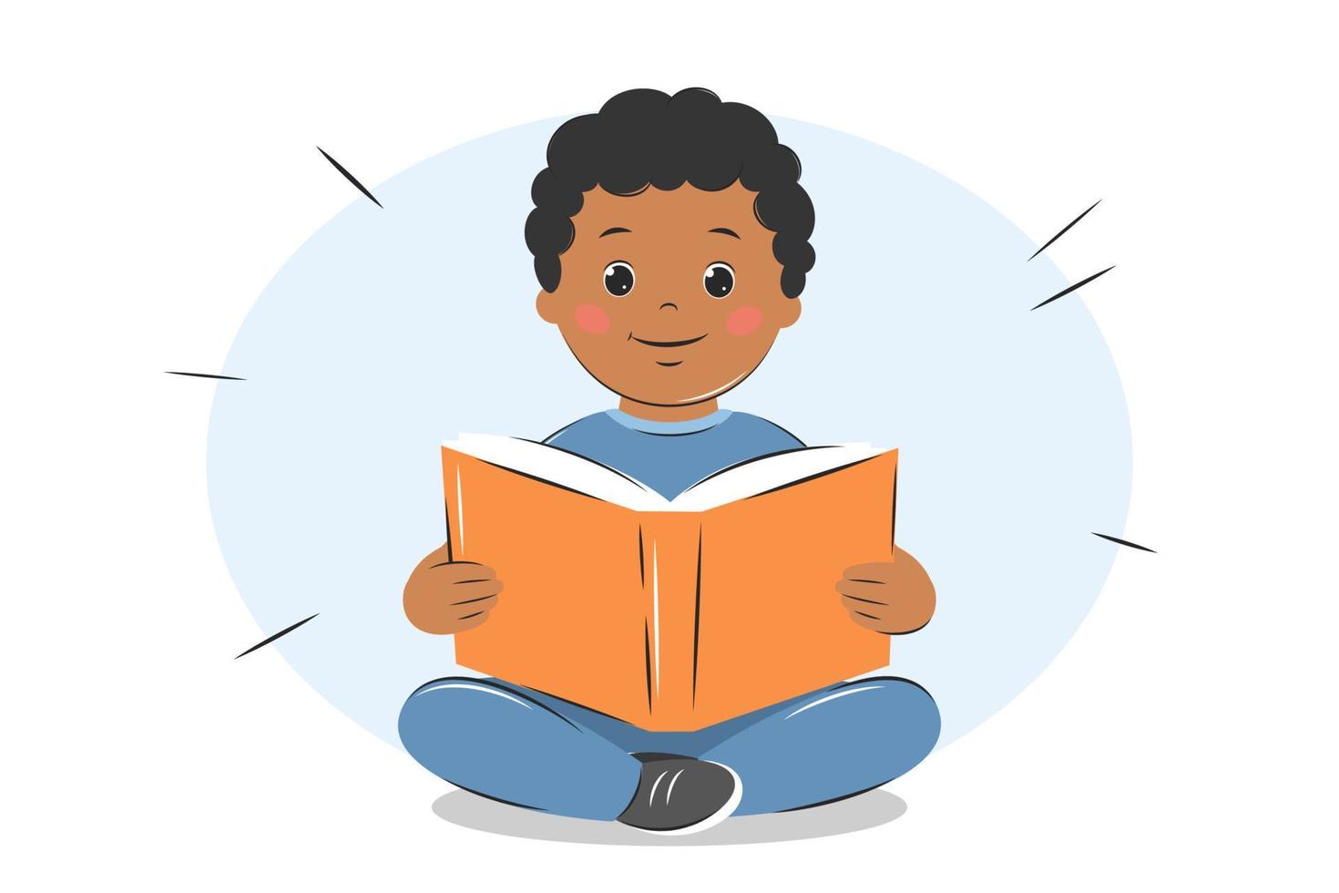 menino garoto lendo livro. conceito de conhecimento e educação. ilustração vetorial vetor