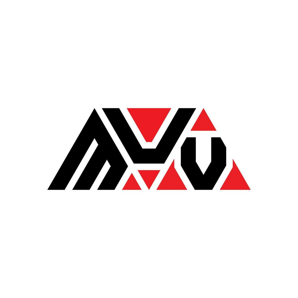 design de logotipo de letra de triângulo muv com forma de triângulo. monograma de design de logotipo muv triângulo. modelo de logotipo de vetor muv triângulo com cor vermelha. logotipo triangular muv logotipo simples, elegante e luxuoso. muv