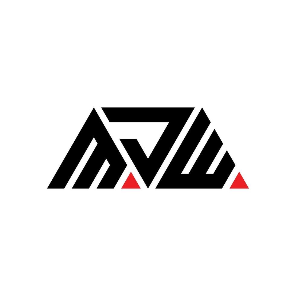 design de logotipo de letra de triângulo mjw com forma de triângulo. monograma de design de logotipo de triângulo mjw. modelo de logotipo de vetor de triângulo mjw com cor vermelha. logotipo triangular mjw logotipo simples, elegante e luxuoso. mjw