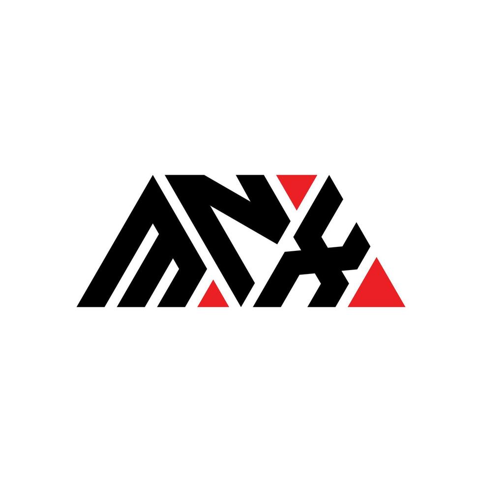 design de logotipo de letra de triângulo mnx com forma de triângulo. monograma de design de logotipo de triângulo mnx. modelo de logotipo de vetor de triângulo mnx com cor vermelha. logotipo triangular mnx logotipo simples, elegante e luxuoso. mnx
