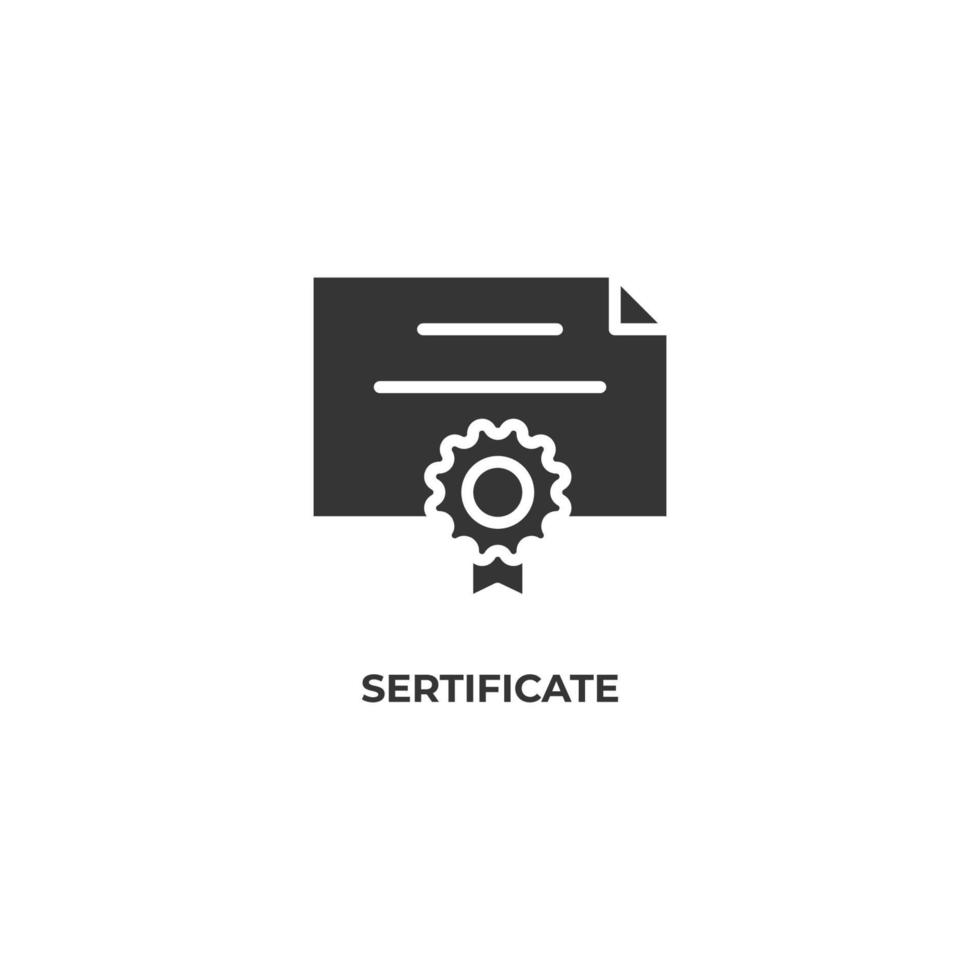sinal de vetor de símbolo sertificado é isolado em um fundo branco. cor do ícone editável.