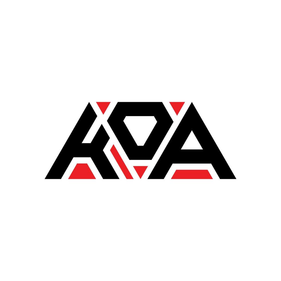 design de logotipo de letra triângulo koa com forma de triângulo. monograma de design de logotipo de triângulo koa. modelo de logotipo de vetor triângulo koa com cor vermelha. logotipo triangular koa logotipo simples, elegante e luxuoso. koa