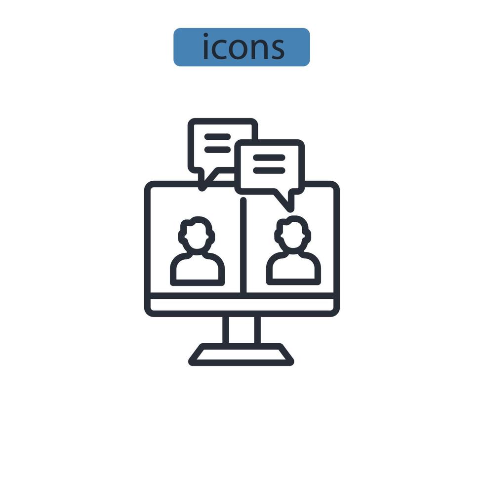 ícones de videoconferência símbolo elementos vetoriais para web infográfico vetor