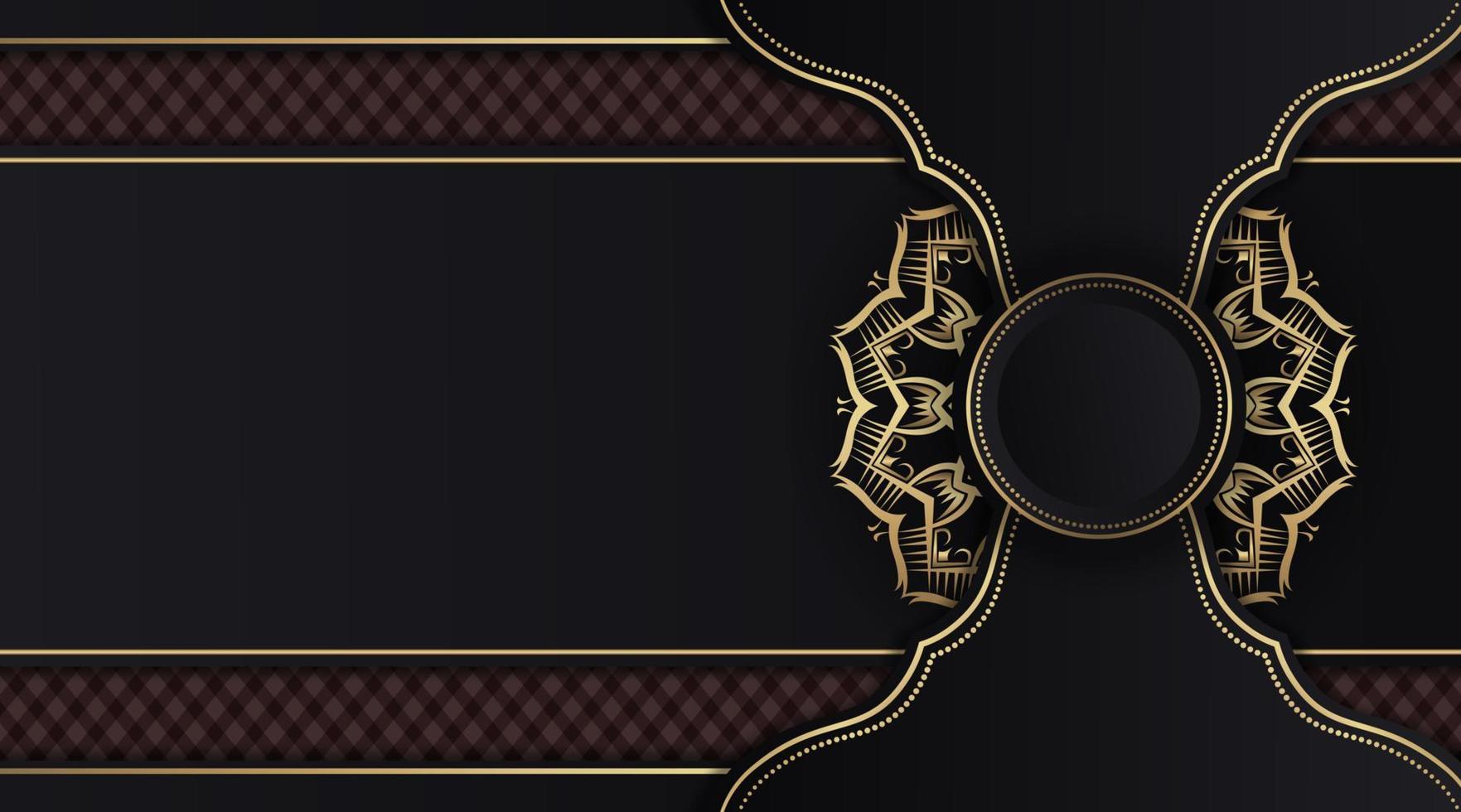 mandala ornamental de luxo, escuro e dourado, vetor de design