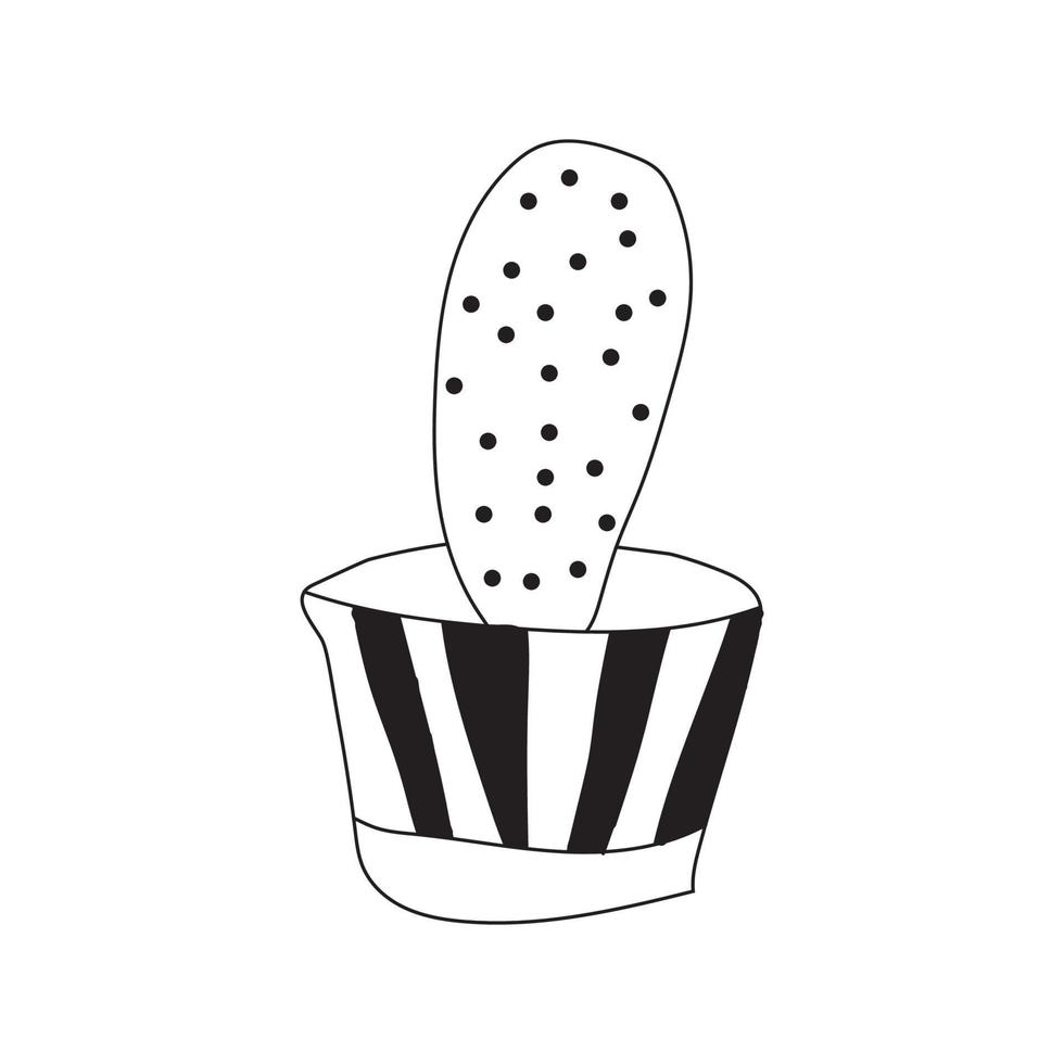 cacto doodle fofo em um vaso de flores, ilustração vetorial de planta de casa vetor