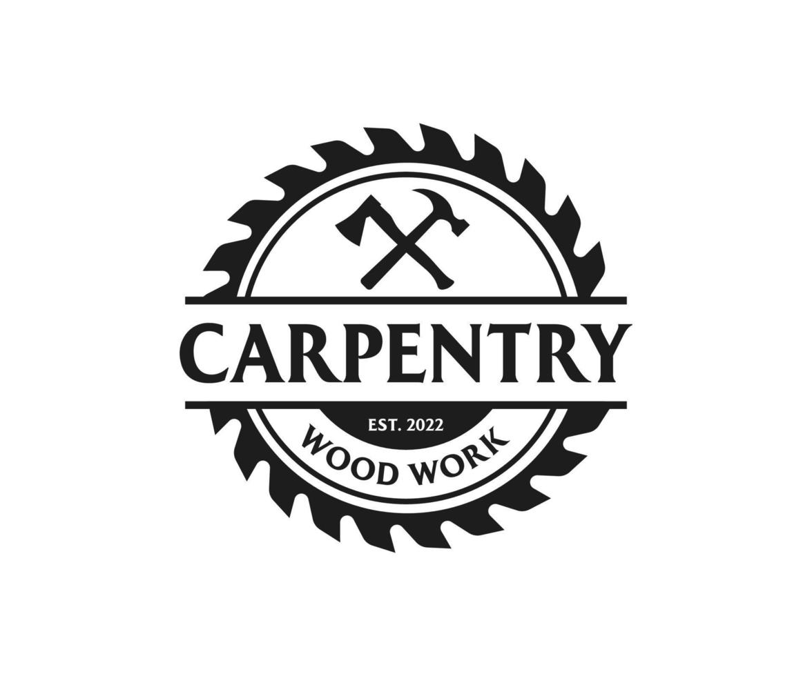 design de logotipo vintage retrô de carpintaria marcenaria vetor