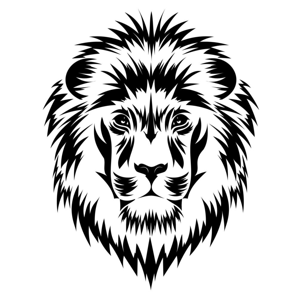 silhueta de logotipo de cabeça de leão. emblema hipster para design de camiseta. tatuagem vintage preta. mascote para equipe de jogo de esporte. ilustração vetorial. vetor