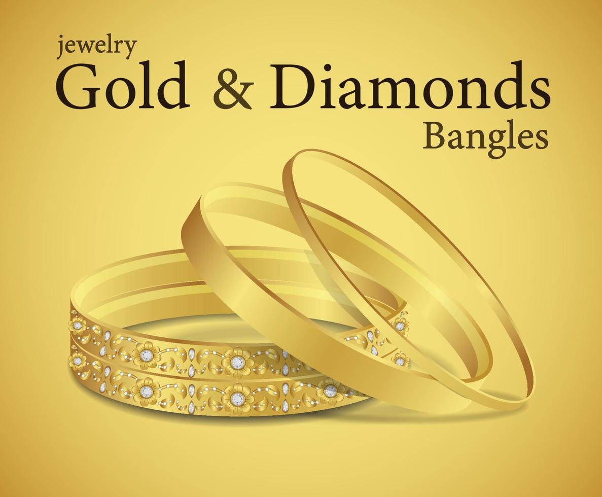 jóias de ouro real com diamantes pulseira dourada estilo árabe jóias ilustração vetorial vetor