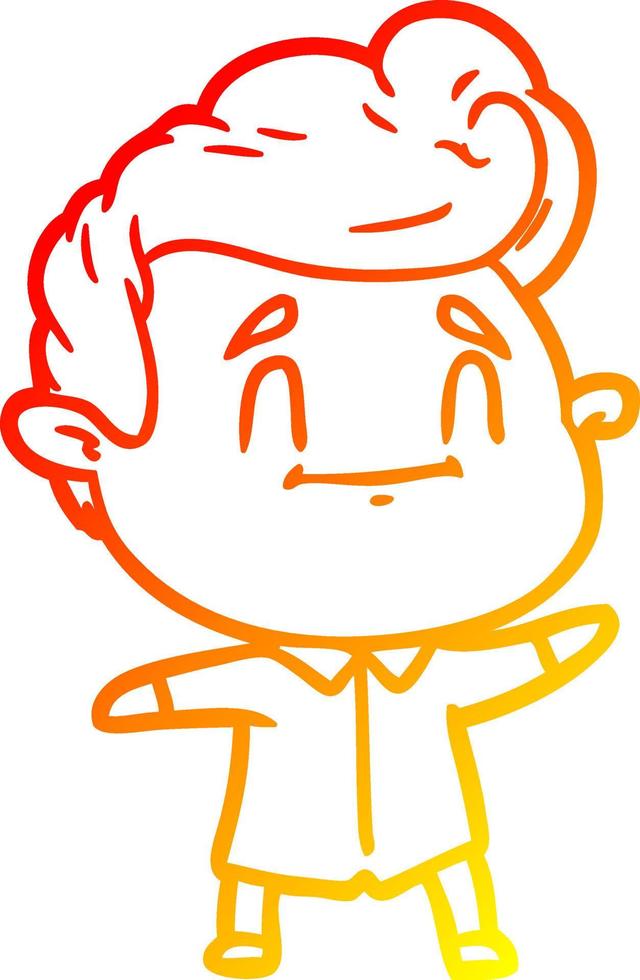 linha de gradiente quente desenhando homem de desenho animado feliz vetor