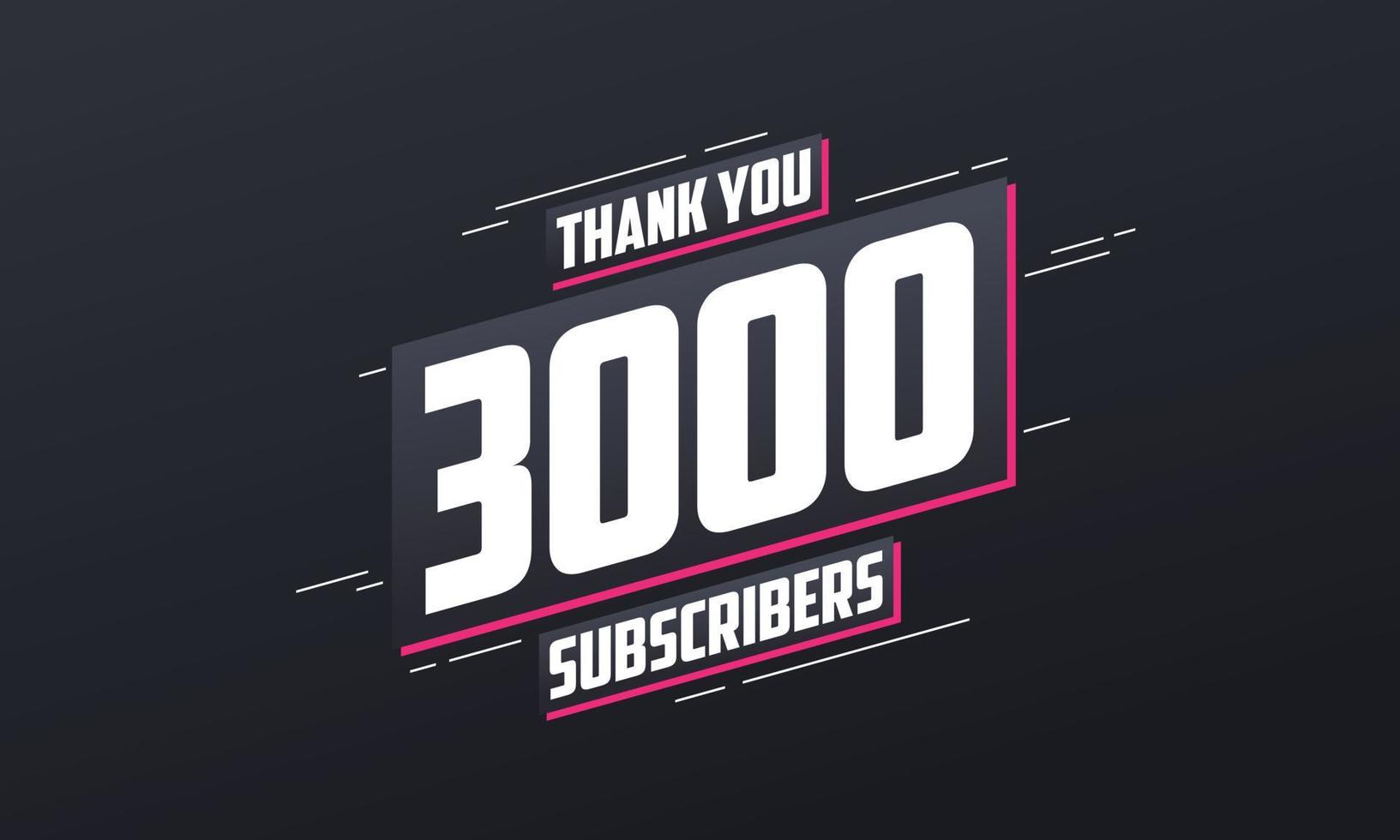 obrigado 3000 inscritos celebração de 3k inscritos. vetor