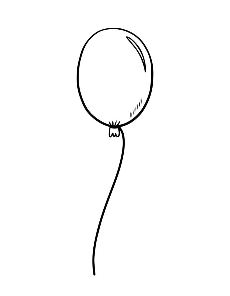 balão festivo isolado no fundo branco. ilustração vetorial desenhada à mão em estilo doodle. perfeito para cartões, logotipo, convites, decorações, designs de aniversário. vetor