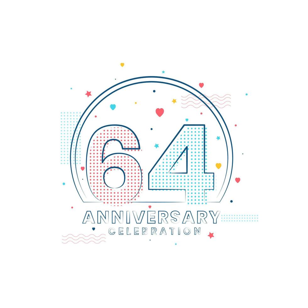 Celebração de aniversário de 64 anos, design moderno de 64 anos vetor