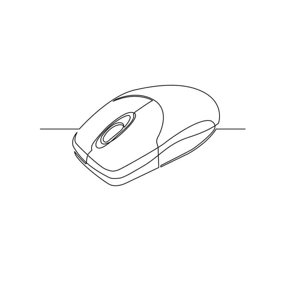 rato de computador. linha contínua desenho ilustração vetorial de mouse de computador. linha de ícone do mouse. sinal simples de mouse de computador. vetor