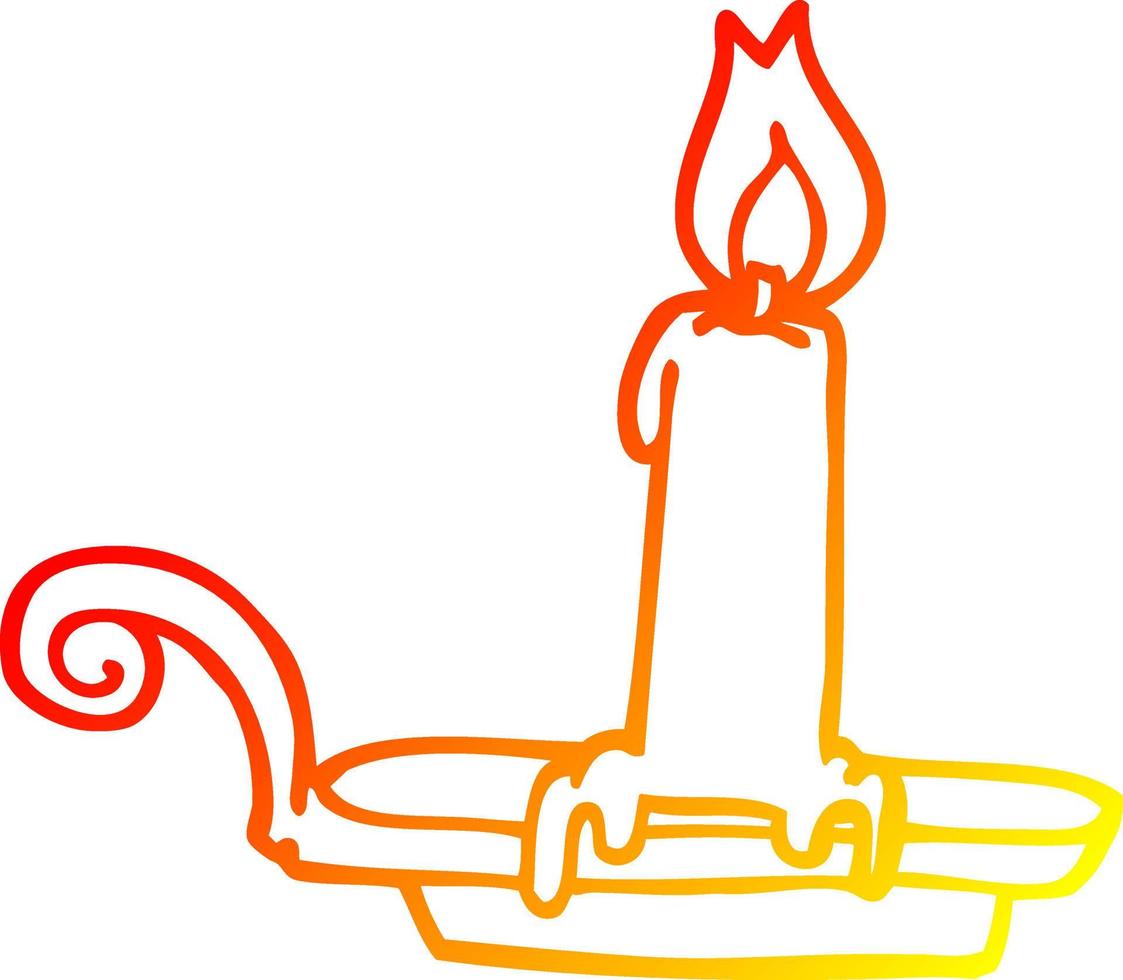 vela acesa de desenho de linha de gradiente quente vetor