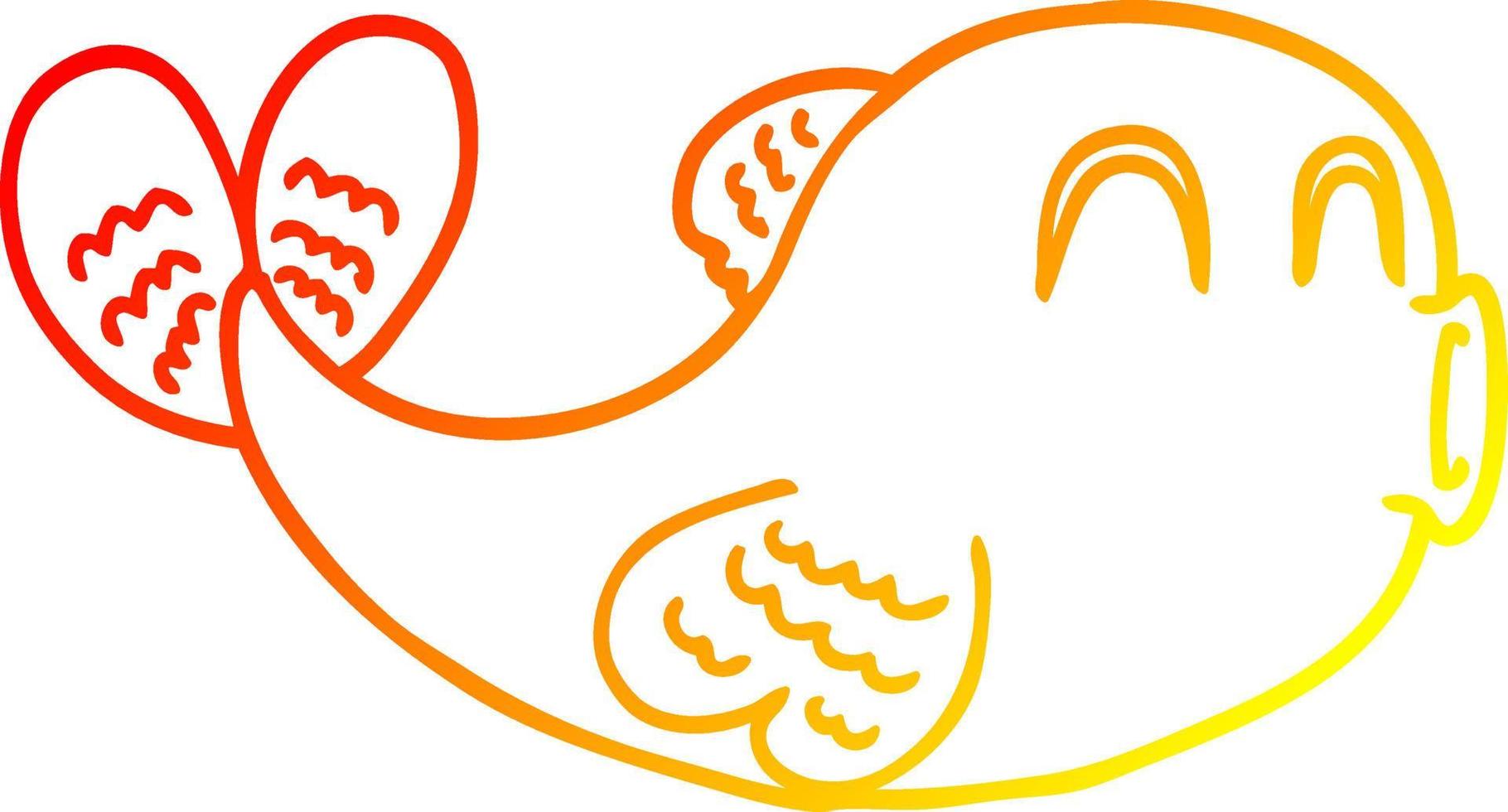peixe de desenho animado de desenho de linha de gradiente quente vetor