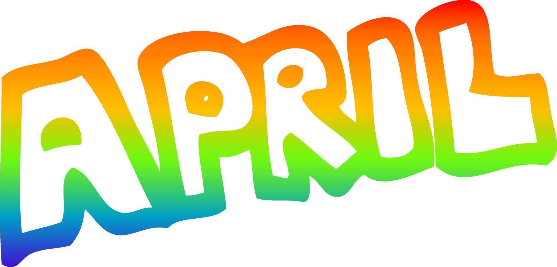 desenho de linha de gradiente de arco-íris desenho animado mês de abril vetor