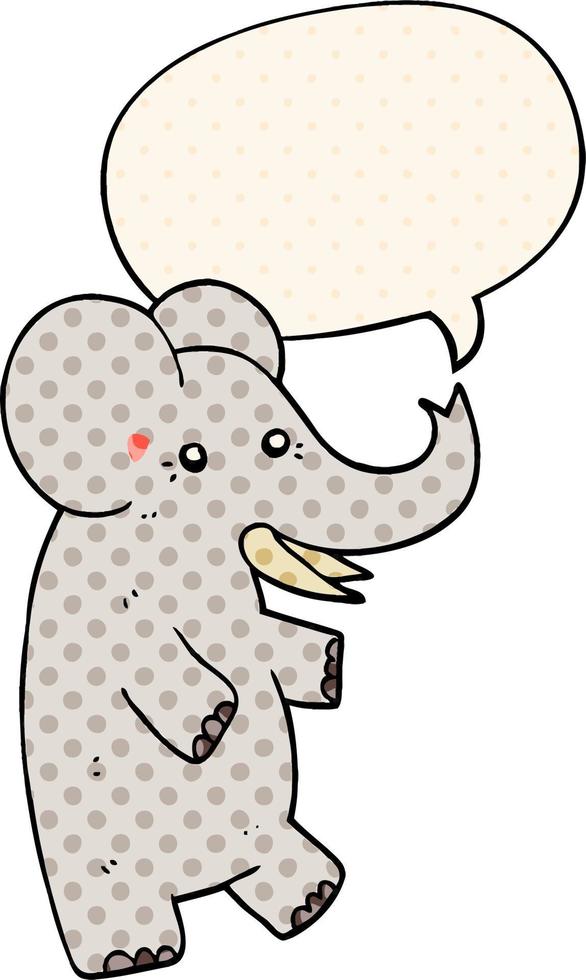 elefante de desenho animado e bolha de fala no estilo de quadrinhos vetor