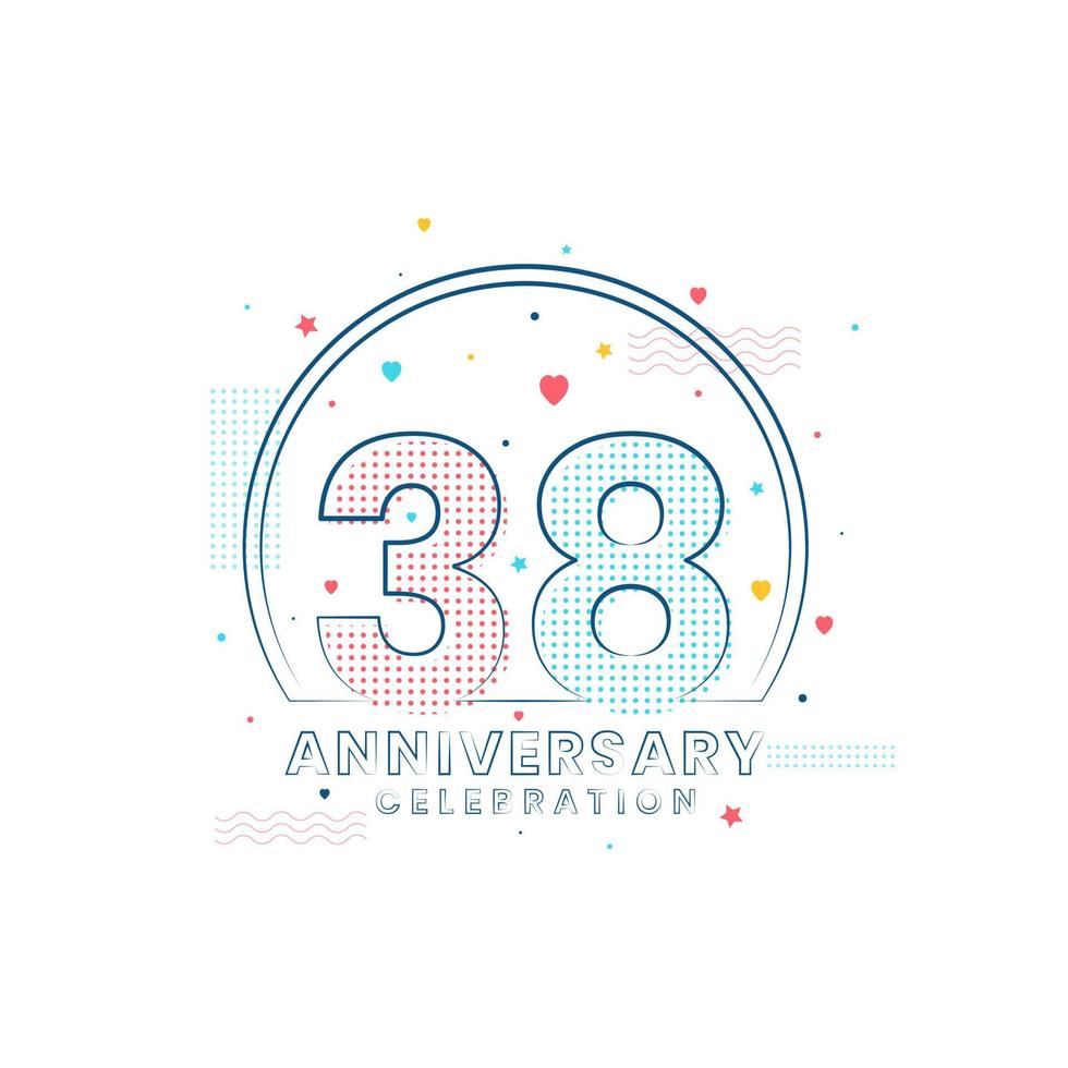 Celebração de aniversário de 38 anos, design moderno de 38 anos vetor