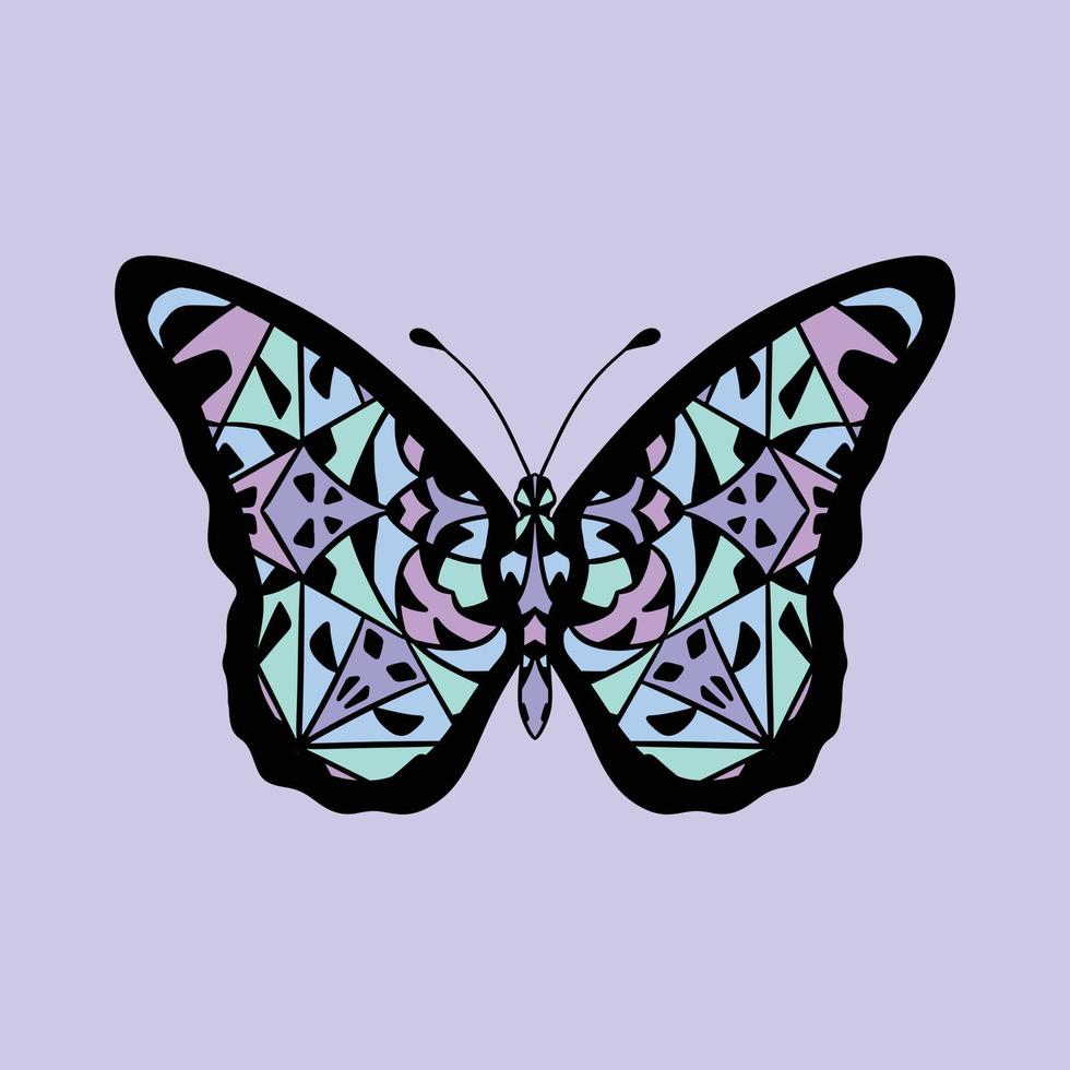borboleta mandala arte abstrato colorido estilo único padrão vetor premium